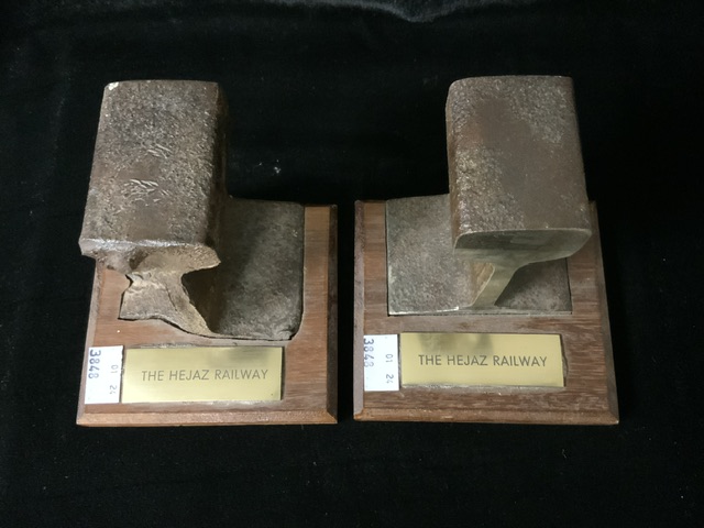 PAIR OF BOOKENDS FROM THE HEJAZ RAILWAY BLOWN UP BY LAWRENCE OF ARABIA IN 1917 THESE WERE ORIGINALLY - Image 2 of 4