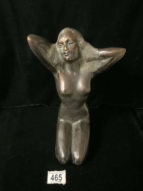 BRONZE NUDE FEMALE KNEELING 28CM - Image 2 of 4