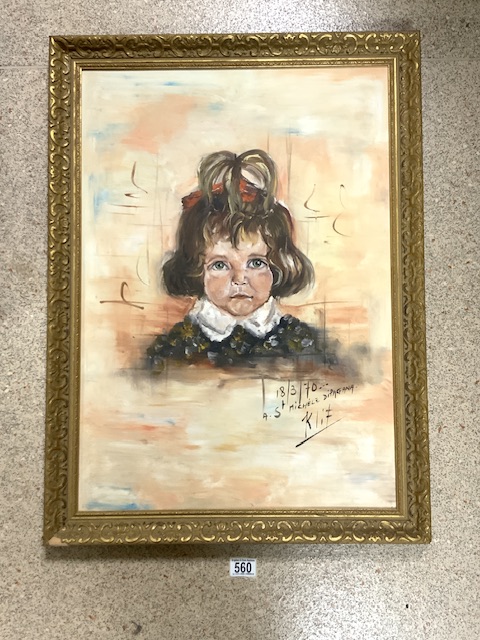 KLIF SIGNED OIL ON CANVAS PORTRAIT OF A YOUNG GIRL; DATED 1970; FRAMED; 78 X 57CM