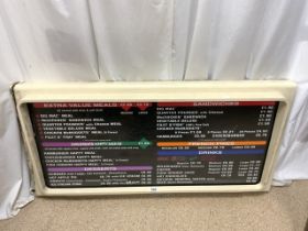 VINTAGE MCDONALDS MENU; 122 X 63CM