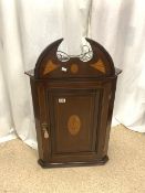 GEORGIAN CORNER UNIT WITH PARQUETRY INLAY AND KEY; 97CM