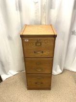 THREE-DRAWER WOODEN FILING CABINET; 101 X 41CM