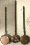 THREE VICTORIAN COPPER BED PANS
