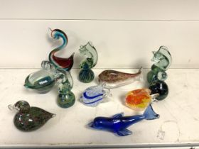 MIXED ART GLASS ANIMAL PAPERWEIGHTS INCLUDES MDINA AND MORE