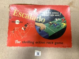 VINTAGE BOXED ESCALADO GAME WITH PAINTED METAL HORSES