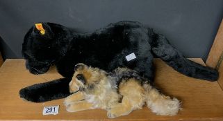 TWO VINTAGE STEIFF ANIMALS, PUMA AND COLLIE