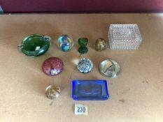 MIXED ART GLASS INCLUDES PAPERWEIGHTS