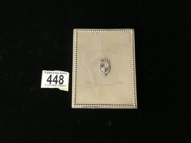 GOLF INTEREST; ST ANDREWS GOLF CLUB; A VICTORIAN STERLING SILVER CIGARETTE BOX; INCUSE STAMPED '