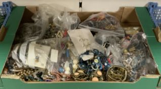 LARGE QUANTITY OF VINTAGE COSTUME JEWELLERY, BEADS AND MORE