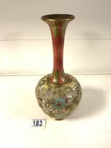 DOULTON SLATERS POTTERY VASE WITH ENAMEL DETAIL; 27CM