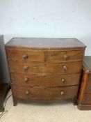 VICTORIAN BOWFRONTED CHEST OF TWO OVER THREE CHEST 105 X 53CM