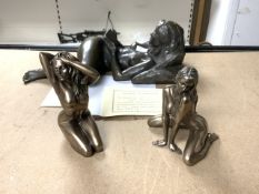 LIMITED EDITION SCULPTURE TITLE GIRL READING BY TOM GREENSHIELDS NO 25 / 500 HAND FINISHED IN COLD