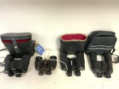 FOUR PAIRS OF BINOCULARS, HALINA SIGHTSETTER, REGENT 10X50, PANOVISION 12X50 AND SOLAROSS 9X35