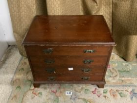 FOUR DRAWER MINIATURE CHEST; 47 X 33 X 37CM