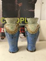 PAIR OF DOULTON VASES BOTH A/F 29CM