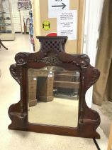 VICTORIAN MAHOGANY OVERMANTLE MERCURY MIRROR; 97 X 110CM