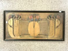 MARGARET MACDONALD MACKINTOSH (1865-1933) THE MAY QUEEN PRINT FRAMED AND GLAZED; 80X40CM