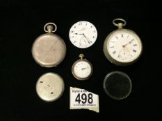 A STERLING SILVER CASED POCKET WATCH BY A.L. DENNISON; BIRMINGHAM 1928; DIAL MARKED 'KENDAL & DENT