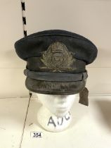 WHITE STAR OFFICERS HAT BY MILLER & SON SOUTHAMPTON WITH A GERMAN AUCTION HOUSE TAG; ILLEGIBLE