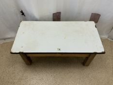 ENAMEL TOP LOW TABLE; 92 X 46CM