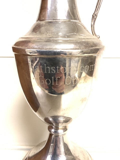 CASED SILVER-PLATED GOLF TROPHY (EWER); 37CM - Image 4 of 5