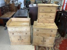 THREE PIECES OF PINE FURNITURE CUPBOARDS AND DRAWERS