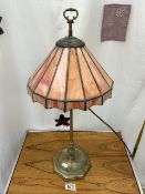 HEAVY BRASS FOUR BRANCH TIFFANY STYLE TABLE LAMP; 66CM