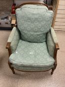 MODERN GREEN ARMCHAIR WITH SCROLL ARMS