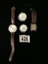 A SILVER CASED MILITARY 'TRENCH' WRISTWATCH; IMPORT MARKS FOR LONDON 1914; STAMPED 203393; THE