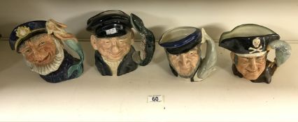 FOUR ROYAL DOULTON CHARACTER JUGS 'CAPT AHAB, 'OLD SALT', 'LONG JOHN SILVER' AND 'LOBSTER MAN'