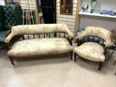 VICTORIAN TWO PIECE LOUNGE SWEET WITH GALLEY RAIL BACKS WITH ORIGINAL CASTORS