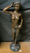 LARGE BRONZE FEMALE NUDE FIGURE; 92CM