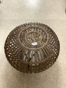 MID CENTURY MODERN BAMBOO / RATTAN POUF POSSIBLY BY FRANCO ALBINI 1950s