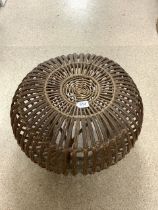 MID CENTURY MODERN BAMBOO / RATTAN POUF POSSIBLY BY FRANCO ALBINI 1950s