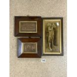 VICTORIAN STAFFORDSHIRE POTTERY RELIEF PLAQUE - STUDY OF A MAN WITH A QUILL,; 29CM X 14CM, WITH