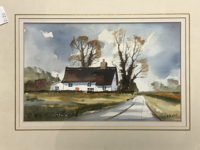 THOMAS MOORE TWO WATERCOLOURS BUILDINGS IN THE COUNTRYSIDE SIGNED ALSO THOMAS MOORE PRINT A/F - Image 3 of 8