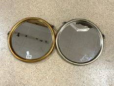 GOLD AND SILVER ROUND WALL MIRRORS; 38CM