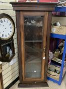 ANTIQUE CORNER DISPLAY CABINET WITH BOXWOOD AND EBONY DETAIL; 159CM