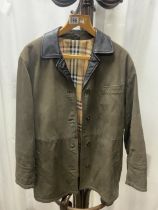 VINTAGE BURBERRY WAXED LEATHER JACKET; SIZE 12