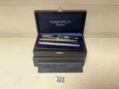 925 SILVER CASED YARD.O.LED FOUNTAIN PEN WITH TWO CONWAY STEWART 14K NIB FOUNTAIN PENS AND A