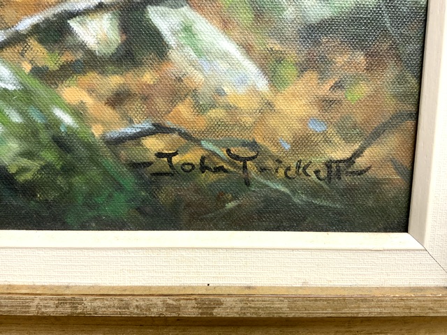 JOHN TRICKET (1952) LARGE SIGNED OIL ON CANVAS FOX IN THE WOODS; 94 X 66CM - Image 3 of 4
