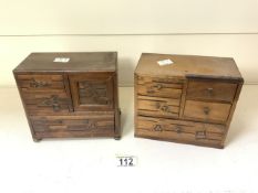 TWO MINIATURE APPRENTICE PIECE CHESTS OF DRAWS; LARGEST 17.5 X 9CM