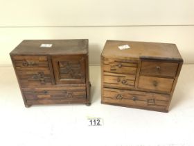 TWO MINIATURE APPRENTICE PIECE CHESTS OF DRAWS; LARGEST 17.5 X 9CM