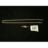 A 9 CARAT GOLD ROPETWIST CHAIN NECKLACE; 4.1 GRAMS AND A 9 CARAT GOLD BAR BROOCH; OPENWORK SCROLLS