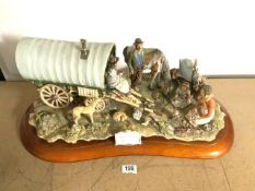 A LARGE CAPODIMONTE GROUP - THE GYPSY CARAVAN BY MARIANI; 70CM