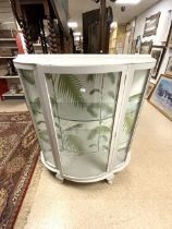 SHABBY CHIC PAINTED HALF MOON DISPLAY CABINET; 101 X 115CM