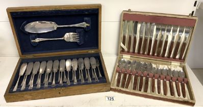TWO SETS OF CANTEENS OF CUTLERY FISH AND RETRO SETS