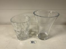 TWO CRYSTAL VASES J.G DURAND AND ROYAL BRIERLEY; LARGEST 19CM