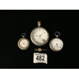 A SWISS SILVER POCKET WATCH; MARKED 0.935; CASE ENGRAVED WITH FOLIATE DECORATION; VACANT