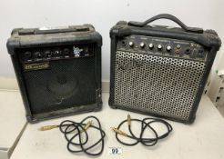 TWO GUITAR AMPS NEVADA-S15G AND ZIP-SOUND SG80 WITH GUITAR LEADS